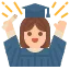 a cartoon of a woman wearing a graduation cap