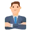 a man in a suit with his arms crossed
