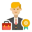 a man with a briefcase and a medal