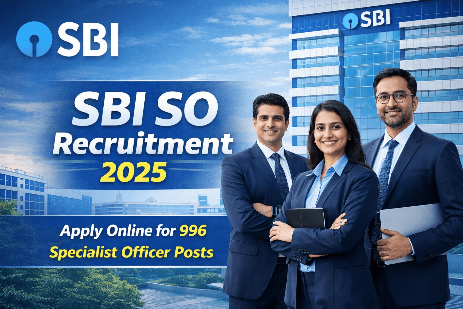 SBI SO Recruitment 2025 Apply Online for 996 Specialist Officer Posts