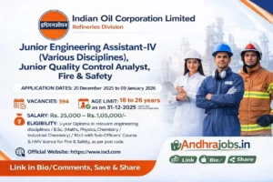 IOCL Non Executive Recruitment 2026 Apply Online for 394 Posts